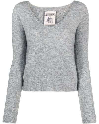 Semicouture Brushed Knitted Top - Grey
