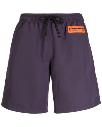 Heron Preston Logo Swim Shorts - Purple