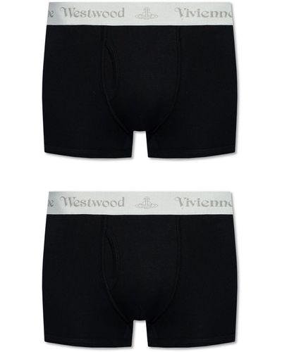 Vivienne Westwood Logo-waistband Organic-cotton Blend Boxers - Black