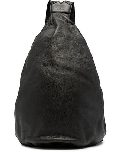 discord Yohji Yamamoto Logo-embossed Leather Backpack - Black