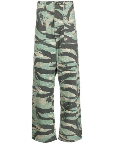 Maharishi Pantalon droit à imprimé camouflage - Vert