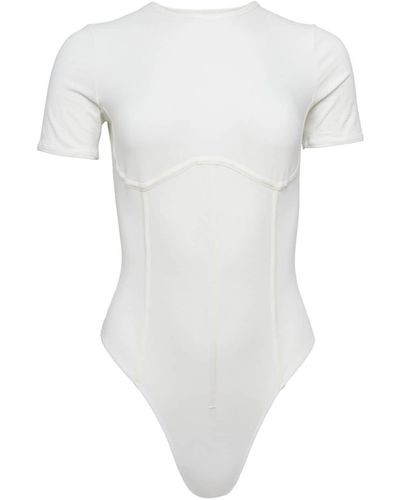 Fleur du Mal Bonded-seams T-shirt Bodysuit - White