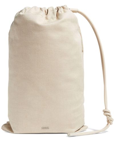 Zegna Drawstring-fastening Linen Backpack - Natural