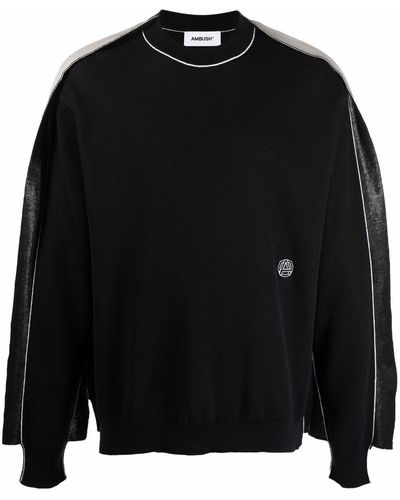Ambush Two-tone Fine-knit Sweater - Black
