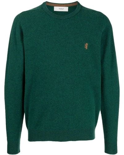 Pringle of Scotland Embroidered-logo Crew-neck Sweater - Green