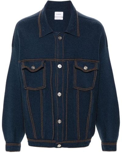 Barrie Contrast-stitching Knitted Shirt Jacket - Blue