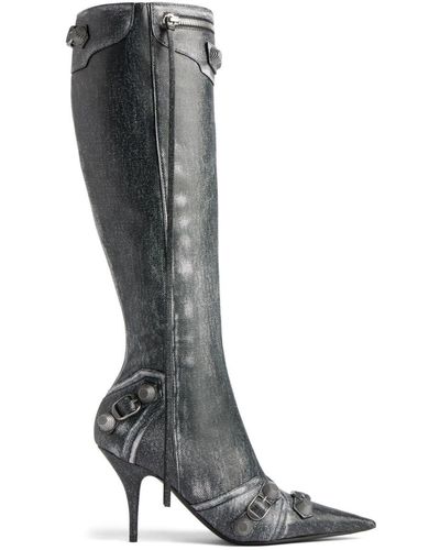 Balenciaga Cagole 90mm Studded Leather Boots - Black