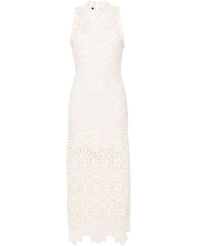 Maje Pearl-embellished Crochet Maxi Dress - White