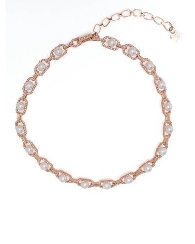 SHAY Collier en or 18ct serti de perles et de diamants - Blanc