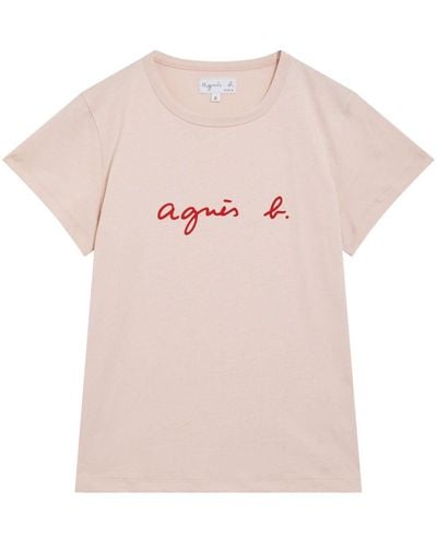 agnès b. Logo-print Cotton T-shirt - Pink