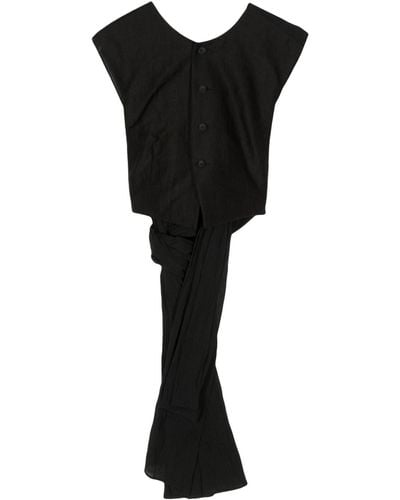 Yohji Yamamoto Top mit Knotendetail - Schwarz