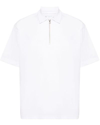 Sacai Zip-up Cotton Polo Shirt - White