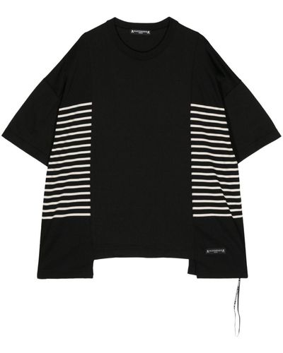 MASTERMIND WORLD Stripe-detail Cotton T-shirt - Black