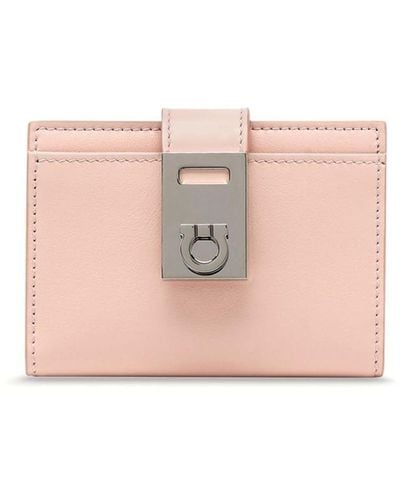 Ferragamo Hug Gancini-plaque Leather Wallet - Pink