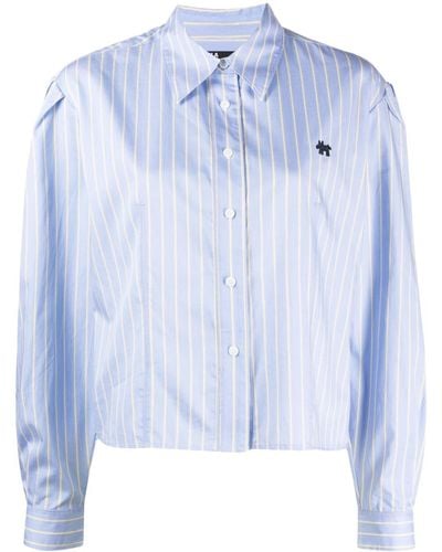Bimba Y Lola Pinstripe-pattern Cotton Cropped Shirt - Blue