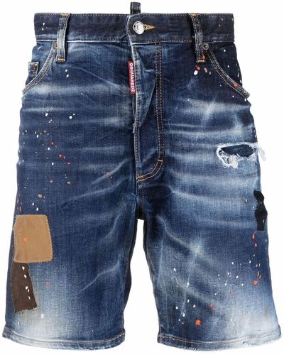 DSquared² Jeans-Shorts mit Tragefalten - Blau