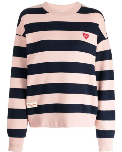 Chocoolate Logo-patch Striped Sweater - Blue