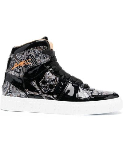 Philipp Plein Zapatillas altas Paisley - Negro