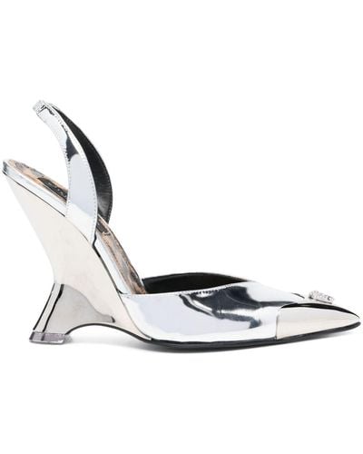 Philipp Plein Mirror 95mm Pointed-toe Court Shoes - White