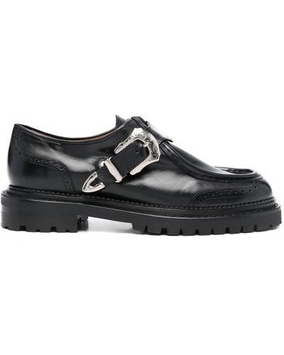 Toga Virilis Buckled Leather Monk-strap Shoes - Black
