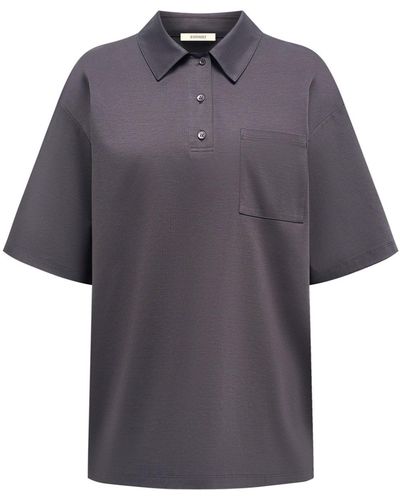 12 STOREEZ Chest-pocket Cotton Polo Shirt - Blue