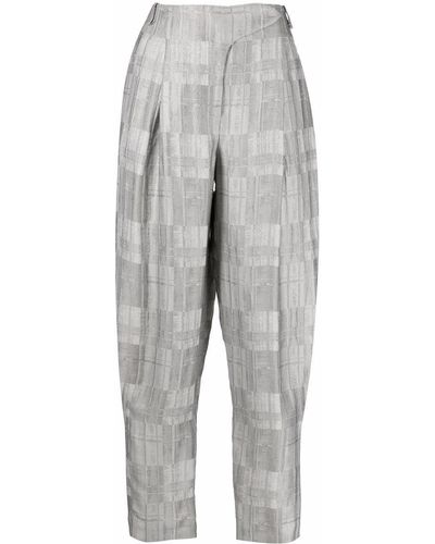 Giorgio Armani Pantalones ajustados a cuadros - Gris