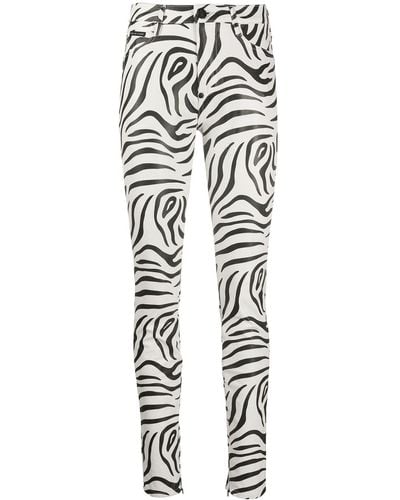 Philipp Plein High-waisted Zebra Print Trousers - White