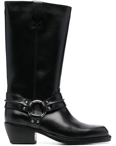 Sandro 50mm Square-toe Leather Boots - Black