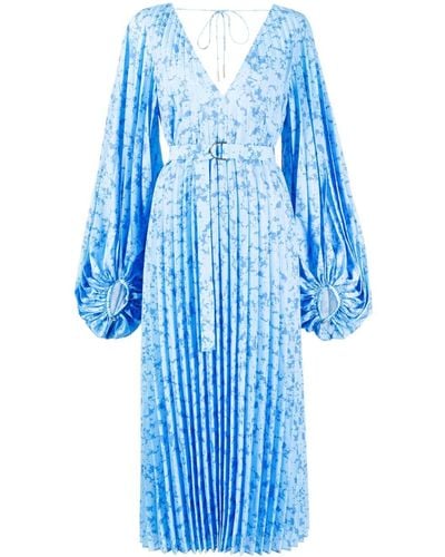 Acler Robe imprimée à manches bouffantes - Bleu