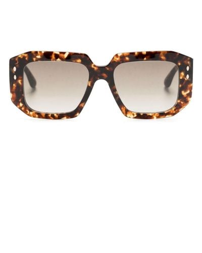 Isabel Marant Logo-print Square-frame Sunglasses - Natural