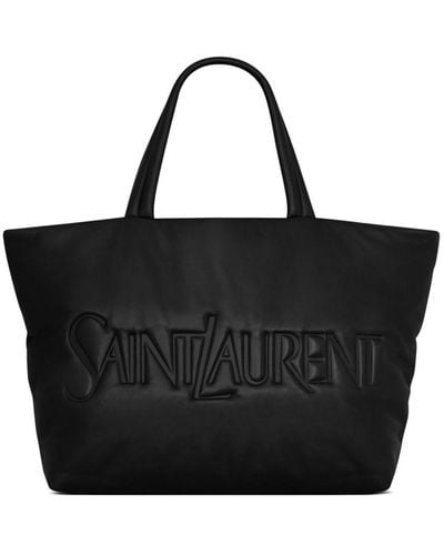 Saint Laurent Bolso shopper con logo en relieve - Negro