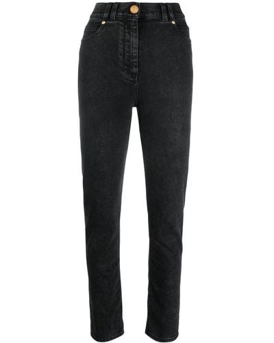 Balmain Jeans con placca logo - Nero