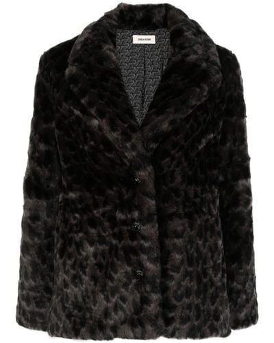 Zadig & Voltaire Button-up Faux-fur Coat - Black