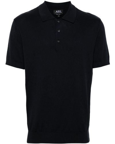 A.P.C. Short-sleeve Knitted Polo Shirt - Black