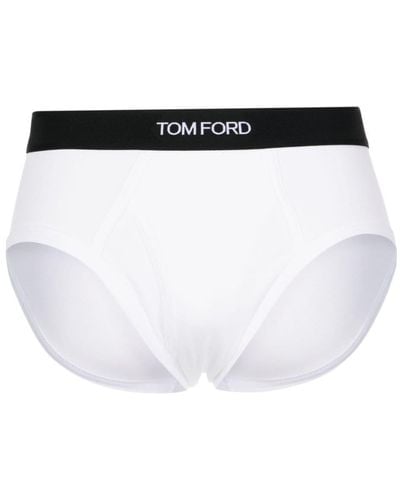 Tom Ford Slip mit Logo-Bund - Weiß