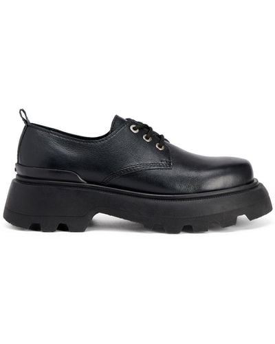 Ami Paris Lace-up Leather Loafers - Black
