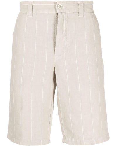120% Lino Pinstripe Linen Bermuda Shorts - Natural