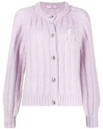 B+ AB Chunky-knit Bow-detailing Cardigan - Pink