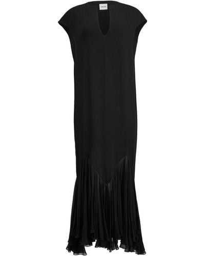 Khaite The Hobbs Plissé-panel Dress - Black