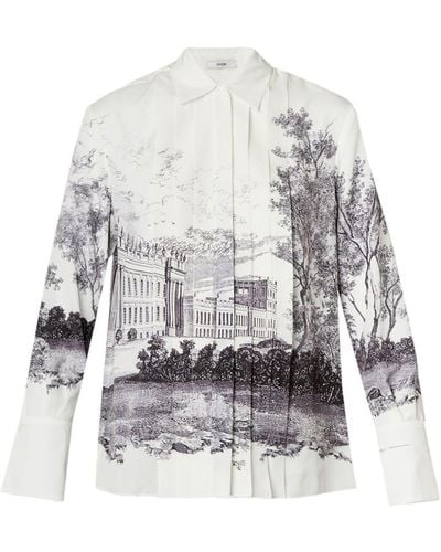 Erdem Graphic-print Pleat-detail Shirt - White