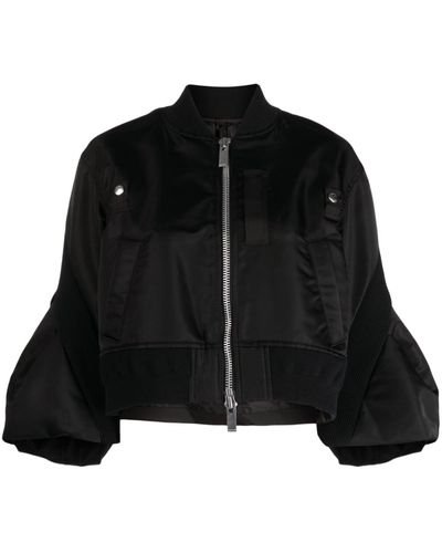Sacai Wide-sleeves Zip-up Coat - Black