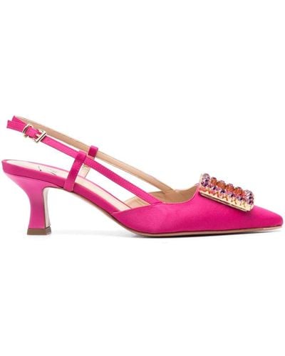 Roberto Festa 50mm Crystal-buckle Court Shoes - Pink