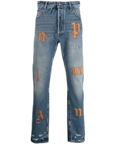 Palm Angels Jeans taglio regular con applicazione - Blu