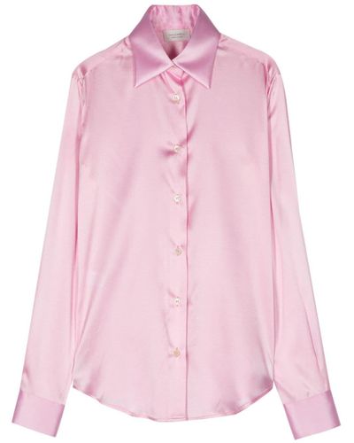 Mazzarelli Long-sleeve Satin Shirt - Pink