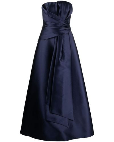 Alberta Ferretti Gathered-detail Strapless Gown - Blue