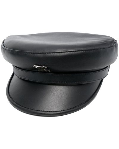 MISBHV Logo-plaque Leather Gavroche Hat - Black