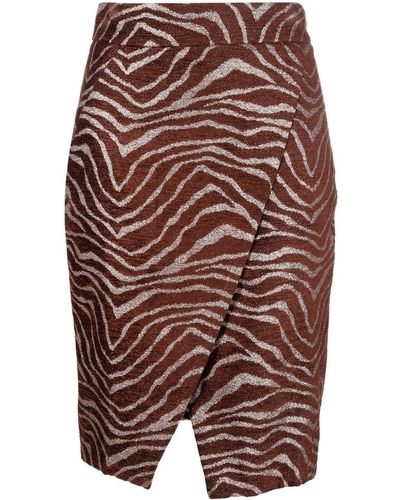 Genny Patterned-jacquard Wrap Skirt - Brown