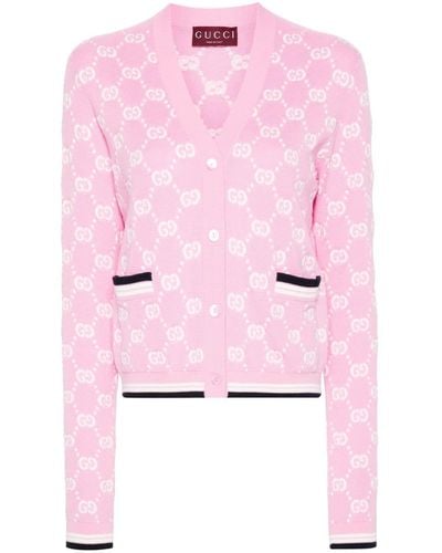 Gucci Baumwollcardigan mit GG-Intarsie - Pink