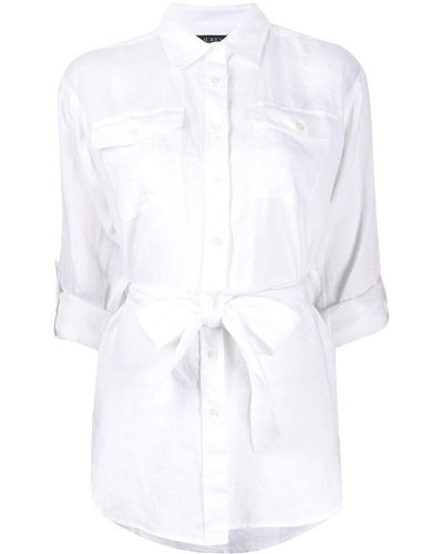 Lauren by Ralph Lauren Long Sleeve Belted Shirt - White