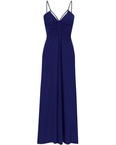 Proenza Schouler Gathered-neckline Sleeveless Long Dress - Blue